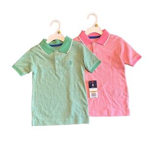 2 Izod Boys Pink/Green Polo Shirts Size 4 NWT